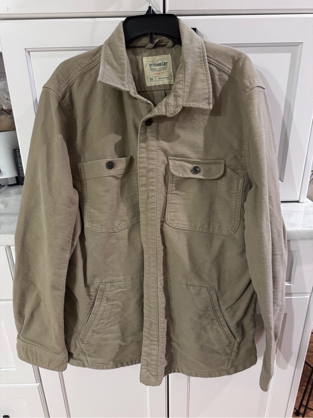 Outdoor Life Men's Khaki Button-Up Work Shirt Jacket